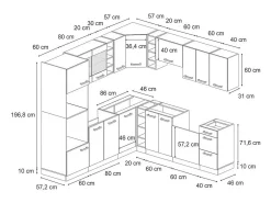 Cocina esquinera casa de campo blanca/roble dorado 247x46x81.6 r-line