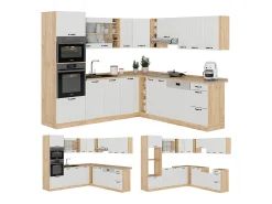 Cocina esquinera casa de campo blanca/roble dorado 247x46x81.6 r-line