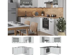 Cocina esquinera casa de campo blanca/blanca 190x60x81.6 fame-line