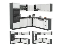 Cocina esquinera casa de campo blanca/antracita 247x46x81.6 r-line