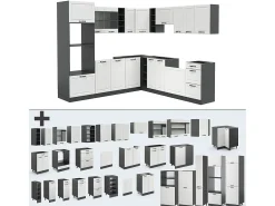 Cocina esquinera casa de campo blanca/antracita 247x46x81.6 r-line
