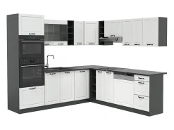 Cocina esquinera casa de campo blanca/antracita 247x46x81.6 r-line