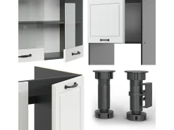 Cocina esquinera casa de campo blanca/antracita 247x46x81.6 r-line