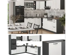 Cocina esquinera casa de campo blanca/antracita 247x46x81.6 r-line