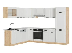 Cocina esquinera casa de campo blanca/roble dorado 287x60x81.6 r-line