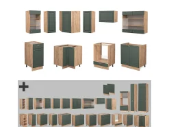 Cocina esquinera green-gold country/gold power roble 190x60x81.6 fame-line