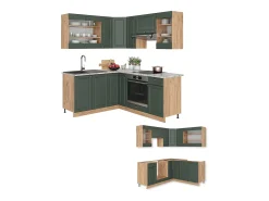 Cocina esquinera green-gold country/gold power roble 190x60x81.6 fame-line