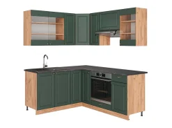 Cocina esquinera green-gold country/gold power roble 190x60x81.6 fame-line