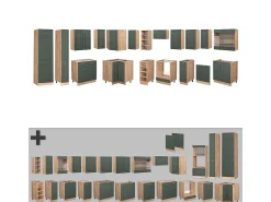 Cocina esquinera green-gold country/gold power roble 347x60x81.6 fame-line