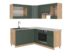 Cocina esquinera green-gold country/gold power roble 190x46x81.6 fame-line