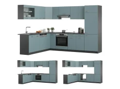 Cocina esquinera gris azulado/antracita 287x46x81.6 r-line