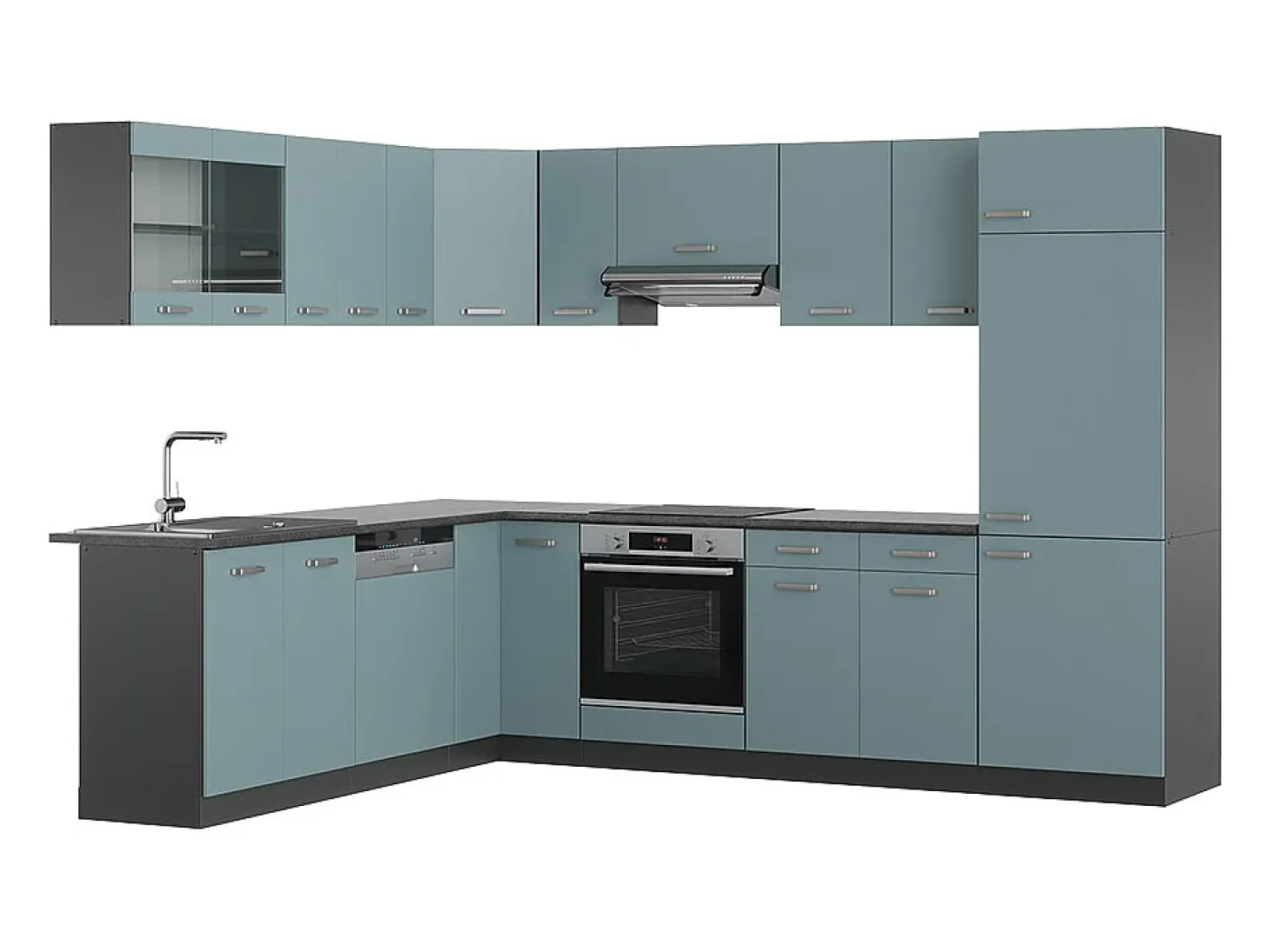 Cocina esquinera gris azulado/antracita 287x46x81.6 r-line