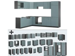 Cocina esquinera gris azulado/antracita 287x46x81.6 r-line