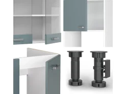 Cocina esquinera gris azulado 247x60x81.6 r-line