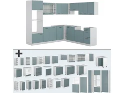 Cocina esquinera gris azulado 247x60x81.6 r-line