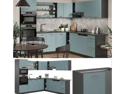 Cocina esquinera gris azulado/antracita 247x60x81.6 r-line