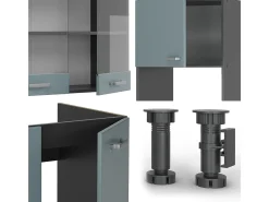 Cocina esquinera gris azulado/antracita 247x60x81.6 r-line