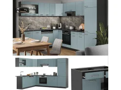 Cocina esquinera gris azulado/antracita 287x60x81.6 r-line