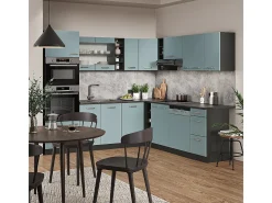 Cocina esquinera gris azulado/antracita 247x60x81.6 r-line