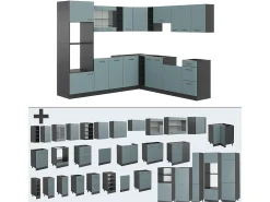 Cocina esquinera gris azulado/antracita 247x60x81.6 r-line