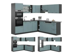 Cocina esquinera gris azulado/antracita 247x60x81.6 r-line