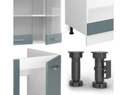 Cocina esquinera gris azulado 287x60x81.6 r-line