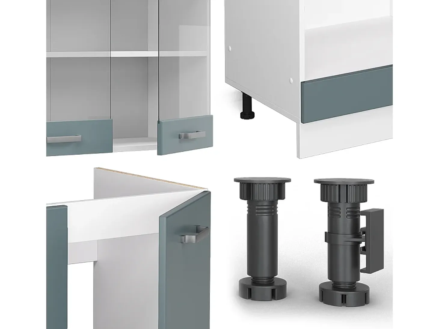 Cocina esquinera gris azulado 287x60x81.6 r-line