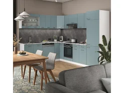 Cocina esquinera gris azulado 287x60x81.6 r-line