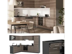 Cocina esquinera gris noble/antracita 287x46x81.6 r-line