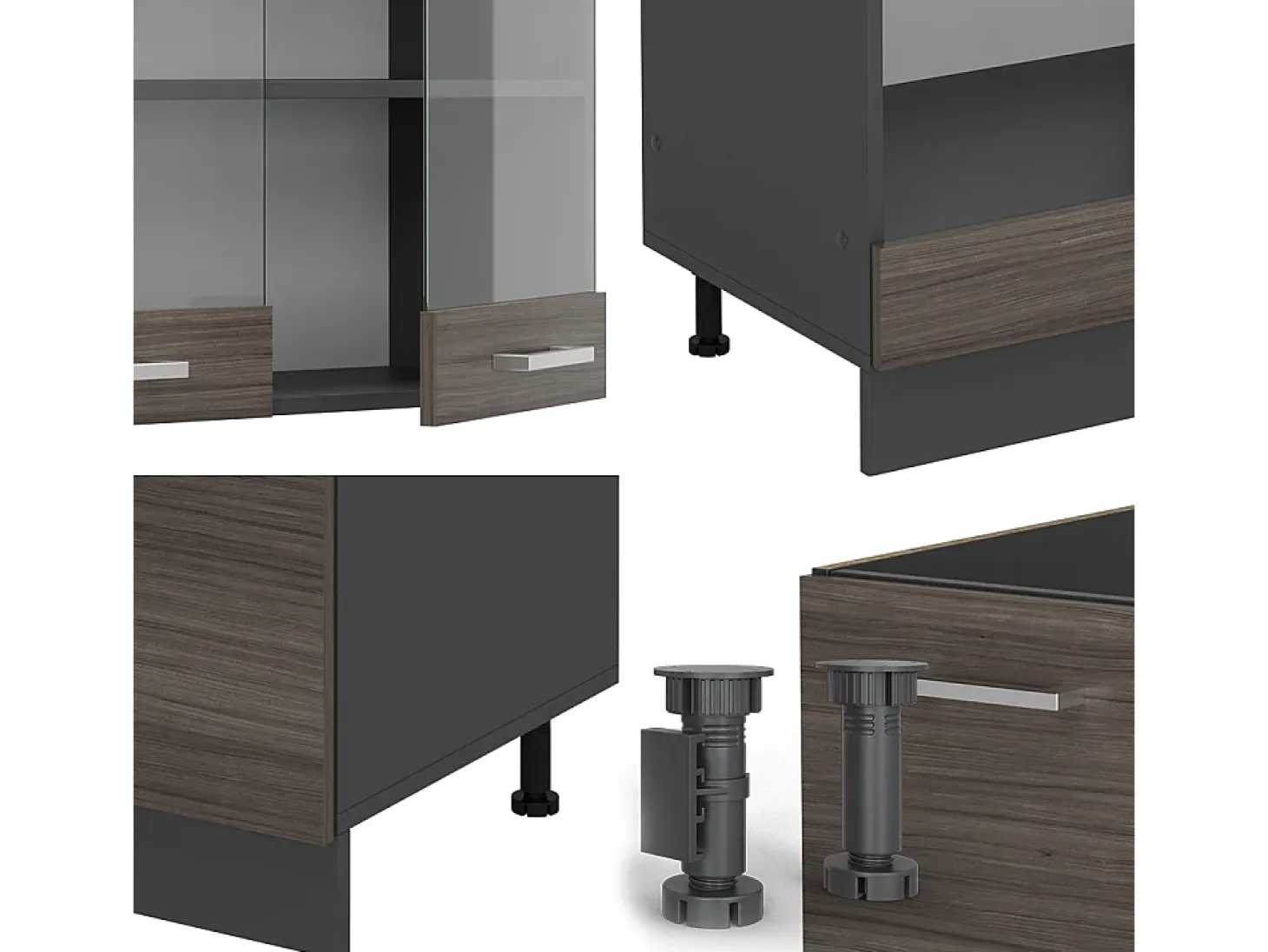 Cocina esquinera gris noble/antracita 287x46x81.6 r-line