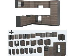 Cocina esquinera gris noble/antracita 287x46x81.6 r-line