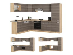 Cocina esquinera gris noble/roble dorado 287x60x81.6 r-line