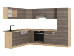 Cocina esquinera gris noble/roble dorado 287x60x81.6 r-line