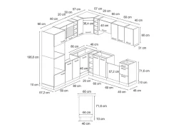 Cocina esquinera gris noble/roble dorado 247x60x81.6 r-line