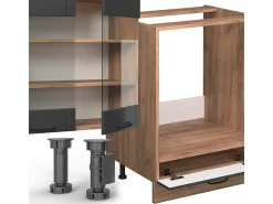 Cocina esquinera gris oscuro 347x60x81.6 fame-line