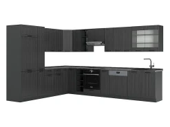 Cocina esquinera gris oscuro 347x60x81.6 fame-line