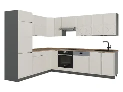 Cocina esquinera gris/beige/antracita 287x60x81.6 fame-line