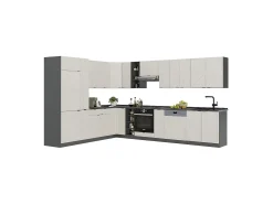 Cocina esquinera gris/beige/antracita 347x60x81.6 fame-line