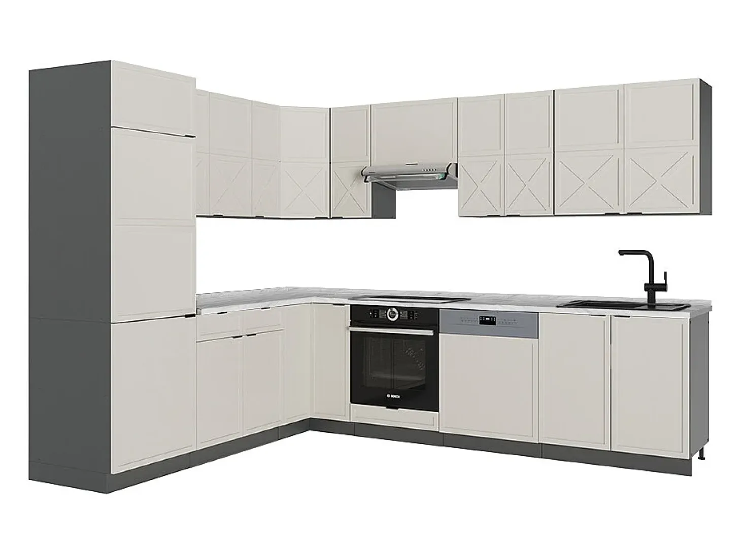 Cocina esquinera gris/beige/antracita 287x60x81.6 fame-line