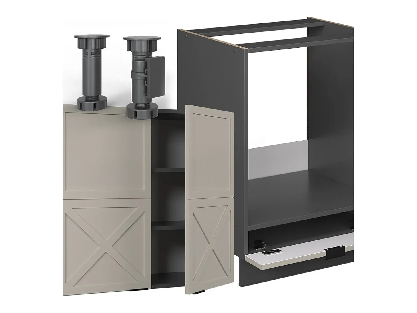 Cocina esquinera gris/beige/antracita 287x60x81.6 fame-line
