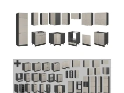 Cocina esquinera gris/beige/antracita 287x46x81.6 fame-line