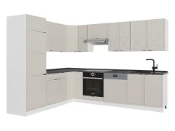 Cocina esquinera gris/beige/blanco 287x60x81.6 fame-line