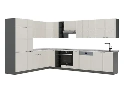 Cocina esquinera gris/beige/antracita 347x46x81.6 fame-line