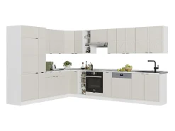 Cocina esquinera gris/beige/blanco 347x46x81.6 fame-line
