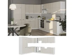 Cocina esquinera gris/beige/blanco 347x46x81.6 fame-line