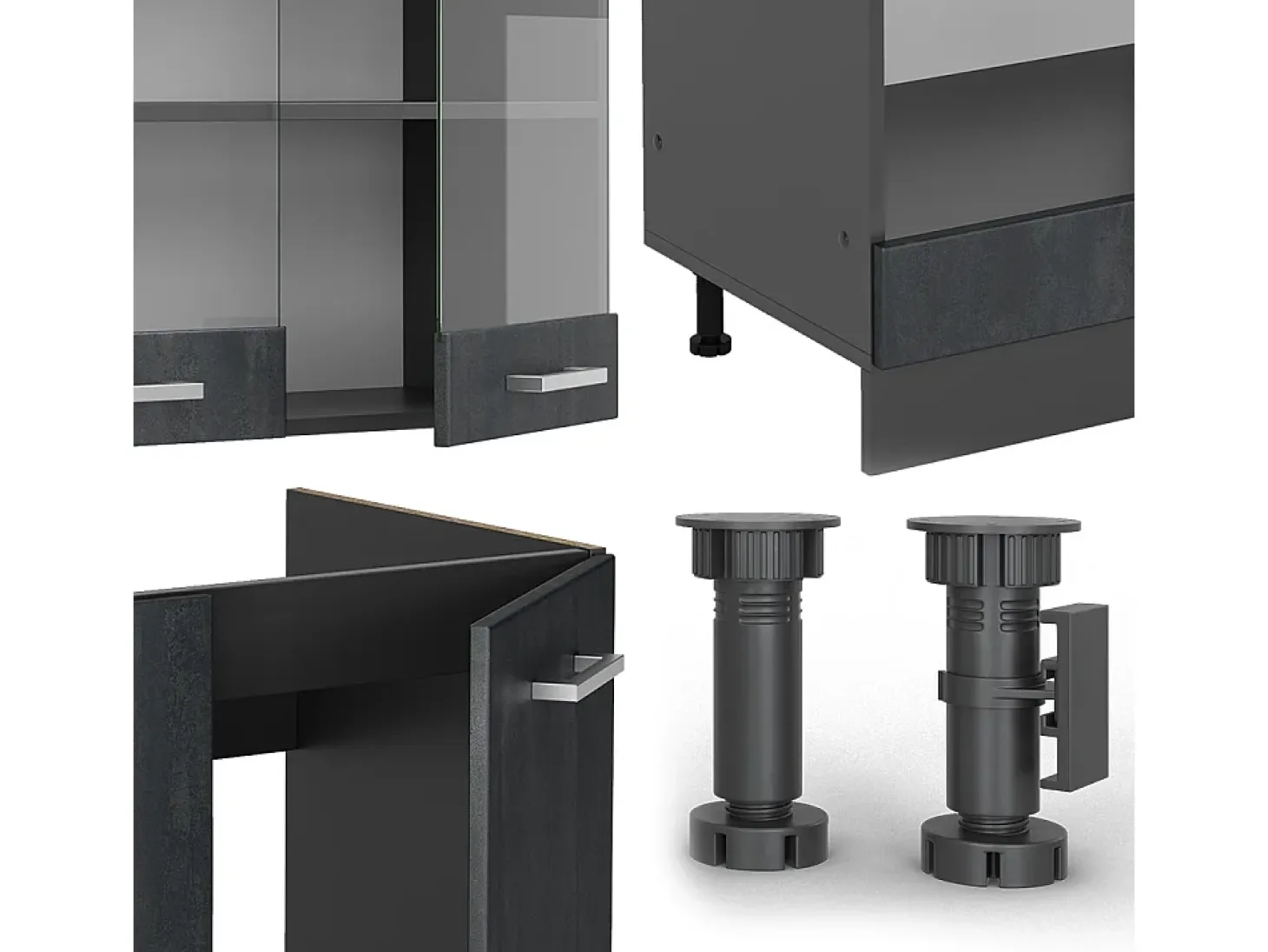 Cocina esquinera hormigón negro/antracita 287x60x81.6 r-line