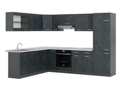 Cocina esquinera hormigón negro/antracita 287x60x81.6 r-line