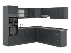 Cocina esquinera hormigón negro/antracita 247x60x81.6 r-line