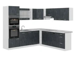 Cocina esquinera hormigón negro/blanco 247x60x81.6 r-line