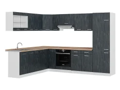 Cocina esquinera hormigón negro/blanco 287x60x81.6 r-line